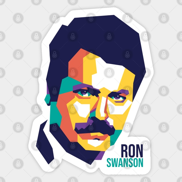 Ron Swanson On WPAP Sticker by pentaShop